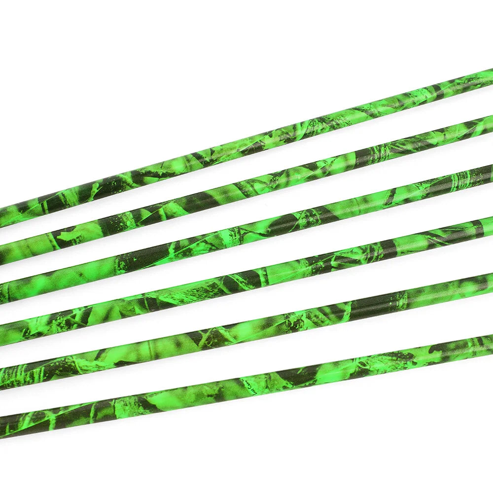 Archery Arrows 30 Inch Camo Mixed Carbon Spine 500 ID6.2mm with Rubber Vanes