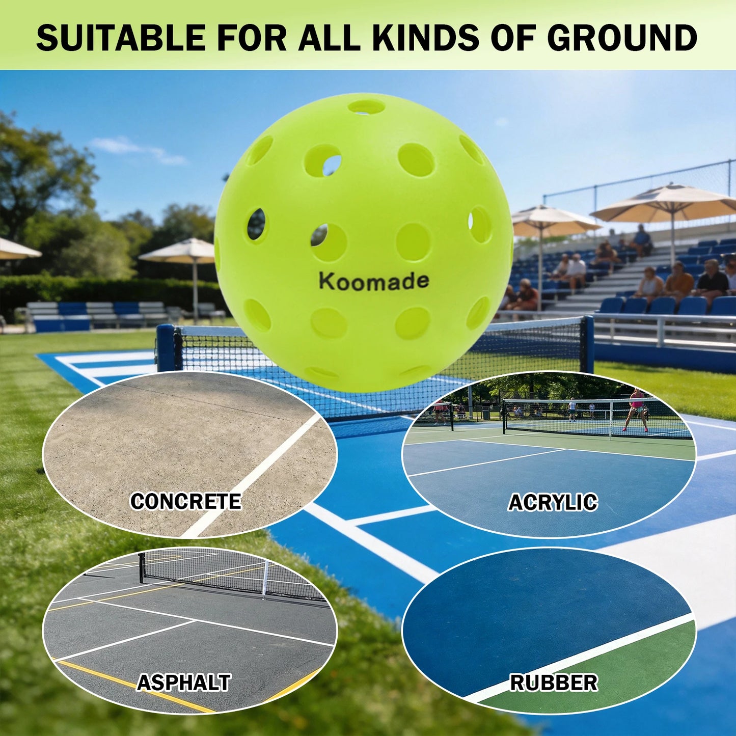 8/16pcs Pickleball Balls 40 Holes Colorful and Durable Pickleballs 74mm