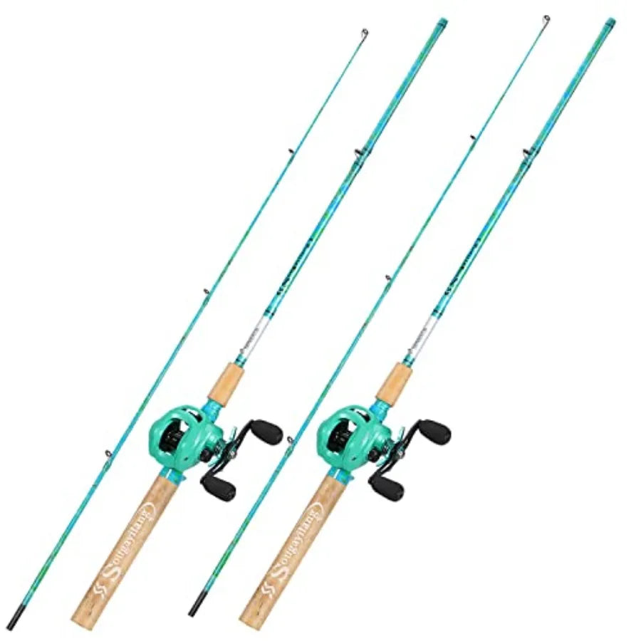 Fishing Rod and Reel Combo, 2-Piece 5-Foot 6-Inch Graphite and Fiberglass Rod, Durable and Strong, Quickset Anti-Reverse Fishin