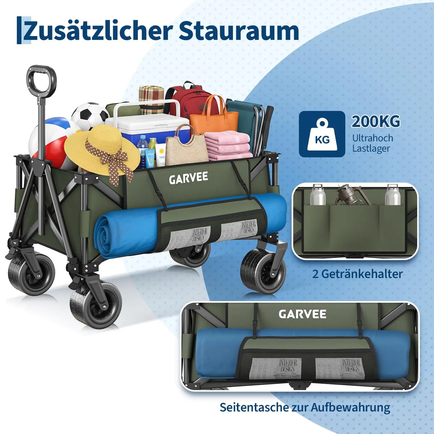 Camping Trolley Heavy Duty Portable Collapsible Festival Cart with All Terrain Wheels
