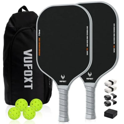 Pickleball Paddles Set of 2/4, USAPA Approved Carbon Fiber Surface Pickle Ball Set - 14mm PP Honeycomb Core of Lightweight Pick
