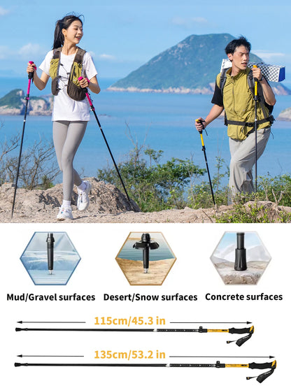 PRIMITIVE Walking Stick 3 Sections Foldable Ultralight Aluminum Alloy Hiking Pole Quick Open Outdoor Travel Hiking Trekking Pole