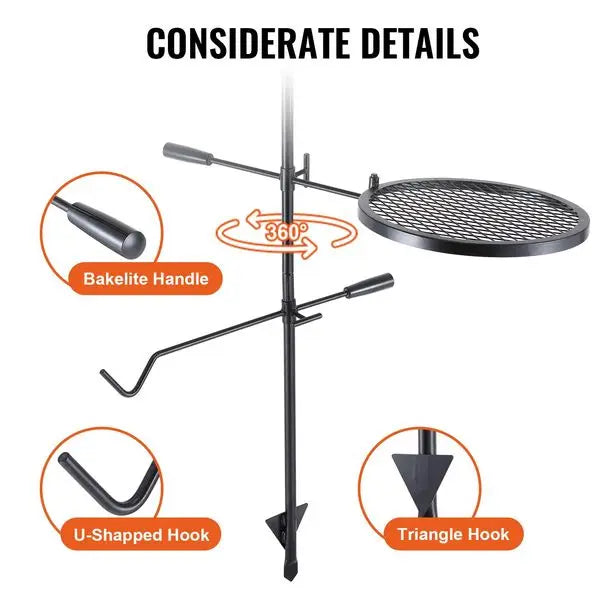 Swivel Campfire Grill Grate over Fire Pits,
