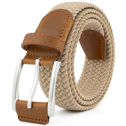 Stretch Woven Breathable Alloy Pin Buckle Belt for Men Women