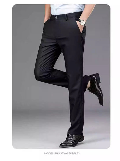 Male Pants Stretch Black Smart Casual Men's Trousers  Quick Dry