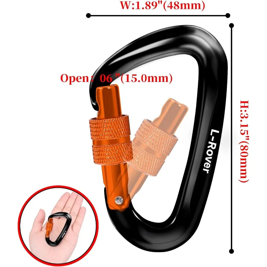 Heavy Duty Locking Carabiner Clips 12kN 2697 lbs  Carabiners