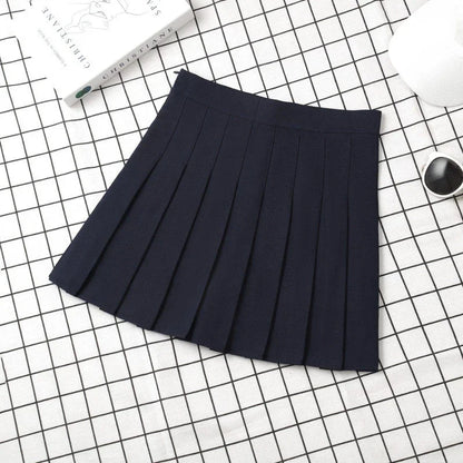Brown Skirt Ladies 2022 Summer Clothes Women's High Waist  Black Mini Pleated