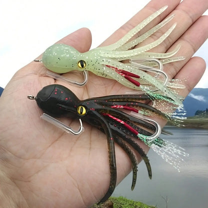 2pc/3pcs/4pcs Slow-Sinking Octopus Soft Bait With Hook, Artificial Lure For Sea Fishing, Freshwater Bait