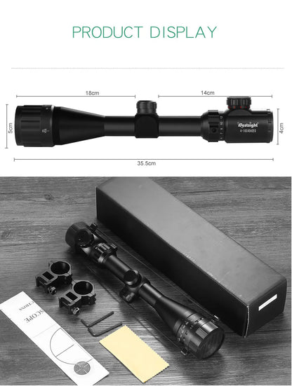 4-16x40 AO Tactical Scope Red Green Illuminated Hunting Sight with Mounts for 20mm Rail Long Range Scopes