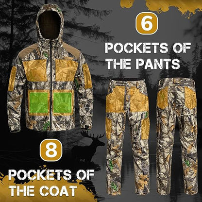 Quiet Hunting Suit Camouflage Softshell Hoodie Jacket  Men's