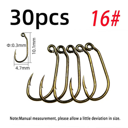 30pcs #10 #12# #14 #16 60°Angle Jig Hook Barbed High Carbon Steel Fly Tying Hook For Wet Euro Nymphs Trout Perch