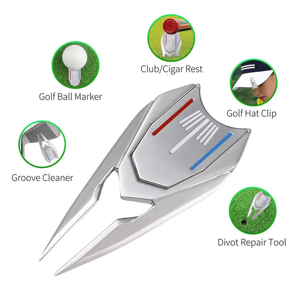 Golf Tool Divot Ball Retriever Tool Golf Alloy Golf Ball Line Marker Tool Multifunctional