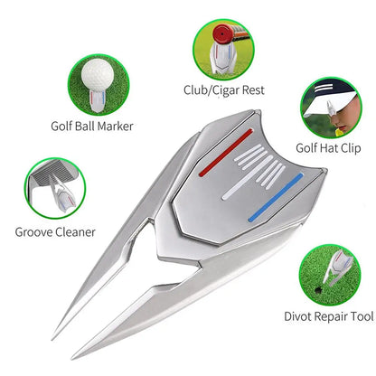 Golf Tool Divot Ball Retriever Tool Golf Alloy Golf Ball Line Marker Tool Multifunctional