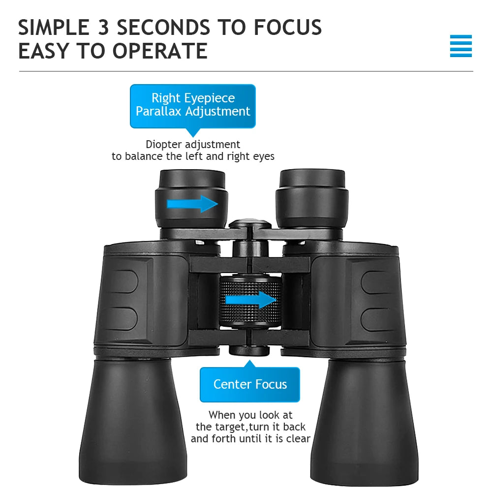 180x100 Zoom  Professional HD BAK4-Prism Powerful Binoculars Day Night Vision Long Range Outdoor Waterproof