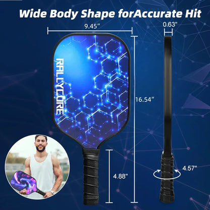 Pickleball Paddles Set of 2, Fiberglass Paddles with Friction Surface