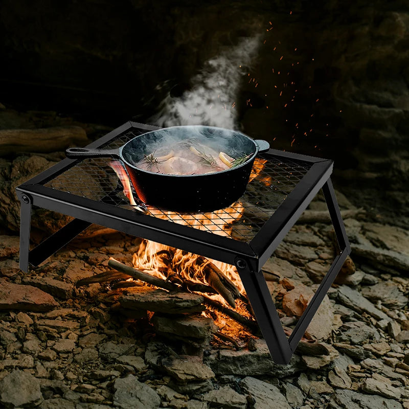 Heavy-duty bonfire grill, RV camping barbecue grill, firewood rack, kitchen shelf, barbecue grill,  outdoor camping
