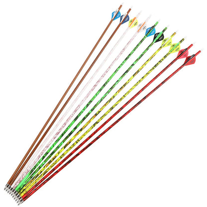 Archery Arrows 30 Inch Camo Mixed Carbon Spine 500 ID6.2mm with Rubber Vanes