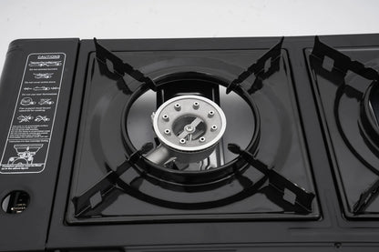 Portable Camping Stove with Storage Case, 2 Burner Outdoor Cooking System