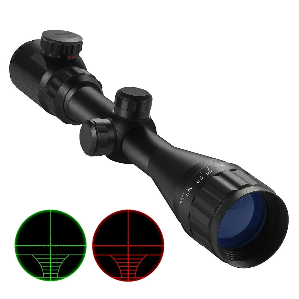 4-16x40 AO Tactical Scope Red Green Illuminated Hunting Sight with Mounts for 20mm Rail Long Range Scopes