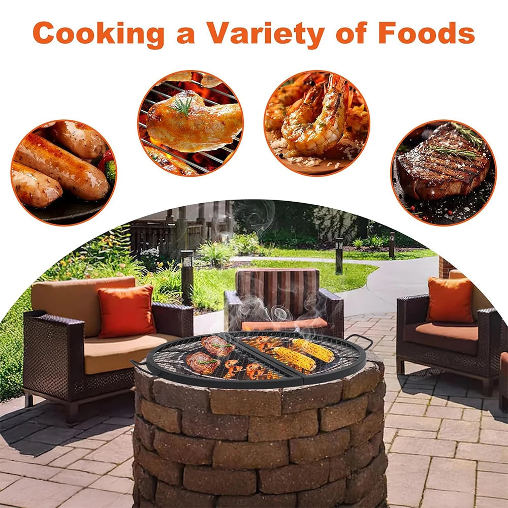 Foldable Fire Pit Cooking Grill Grate,