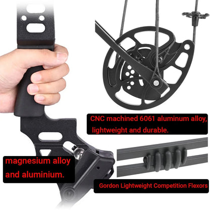 Adjustable Compound Bow Arrow Set with Spine 500 Carbon Arrows 20-70lbs 320FPS High-Strength Alloy Handle RH/LH