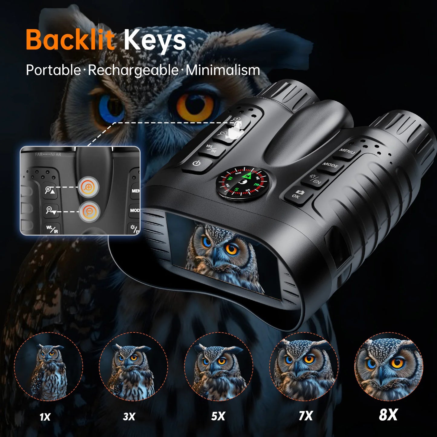 4K Night Vision Binoculars 8x Digital 400m Full Dark Infrared Night Vision for Hunting Camping Boating