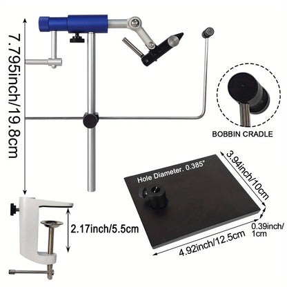 360° Rotatable Fly Tying Vise with Sturdy Base, Adjustable Aluminum Fly Tying Tool with Carbon Steel Jaws Precision Hook Holding
