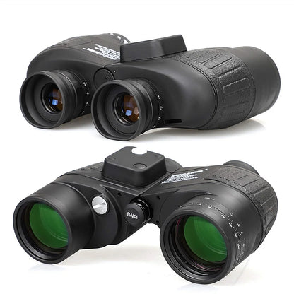 10x50 Binoculars with Rangefinder Compass BAK4 Prism FMC Lens eFogproof Waterproof Long Range