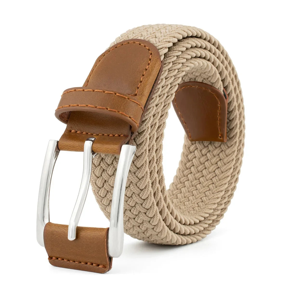 Stretch Woven Breathable Alloy Pin Buckle Belt for Men Women