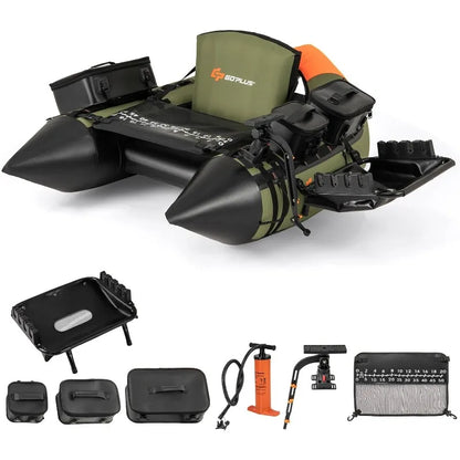 Inflatable Float Tube, Fishing Belly Boat w/ Fish Ruler,Pump,Storage Bag,Adjustable Straps,Fishing