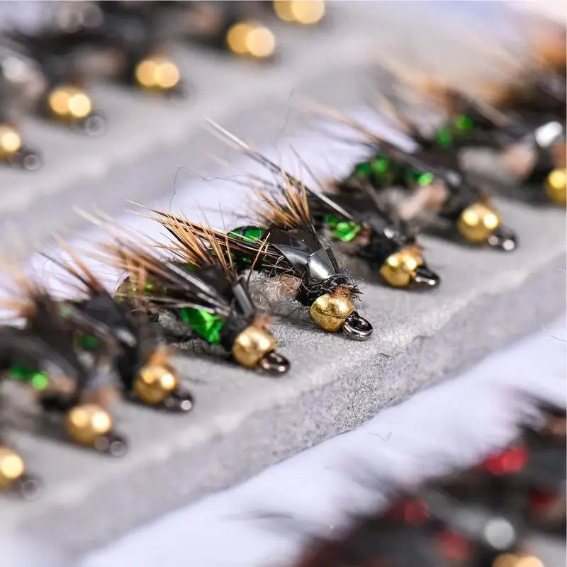 Fly Fishing Lure Kit 50X Artificial Fishing Baits With Storage Box Portable Fly Hook For Bass Trout Walleye Casual Activity Gear