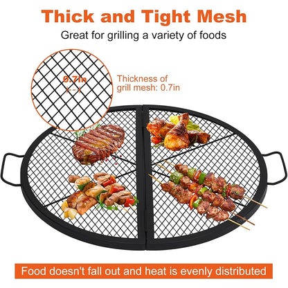 Foldable Fire Pit Cooking Grill Grate,