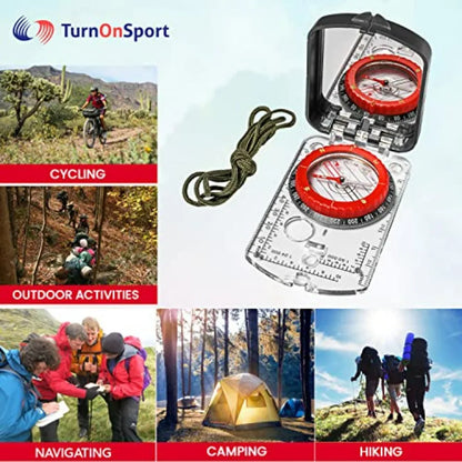 Boy Scout Sighting Compass - Adjustable Declination Mirror, Compass Base Plate,