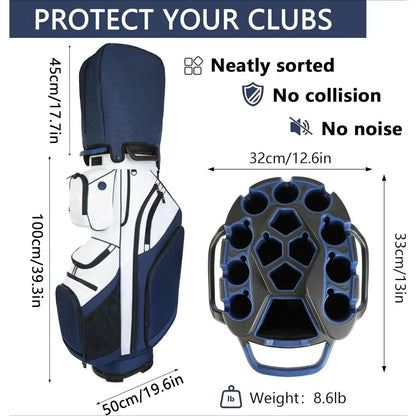 Cart Bag T-Lock 14 Way Full-Length Divider Top Fixed Slots Clubs
