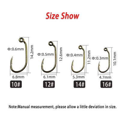 30pcs #10 #12# #14 #16 60°Angle Jig Hook Barbed High Carbon Steel Fly Tying Hook For Wet Euro Nymphs Trout Perch