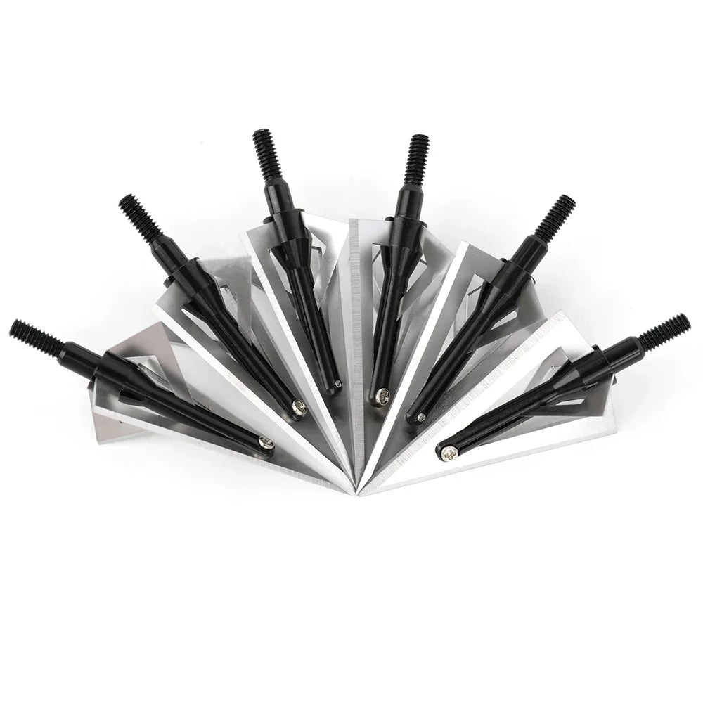 Archery Broadheads 12pcs 120grain Aluminum Steel Screw-in Arrowheads for Hunting