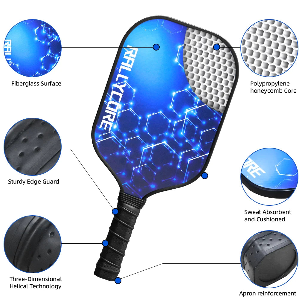 Pickleball 2 Players  Premium Honeycomb Core Paddles l, Includes 4 Balls