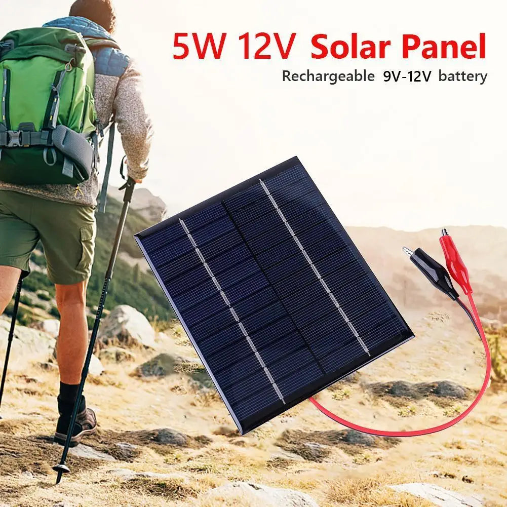5W 12V Solar Panels Fast Charger Panel 136x110MM, 9-12V Battery Charging