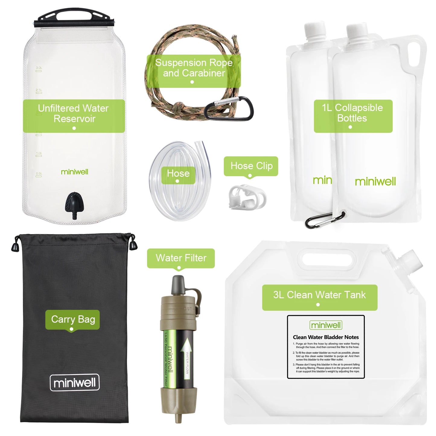 miniwell L630 portable Water Filter equipment for military survival kits