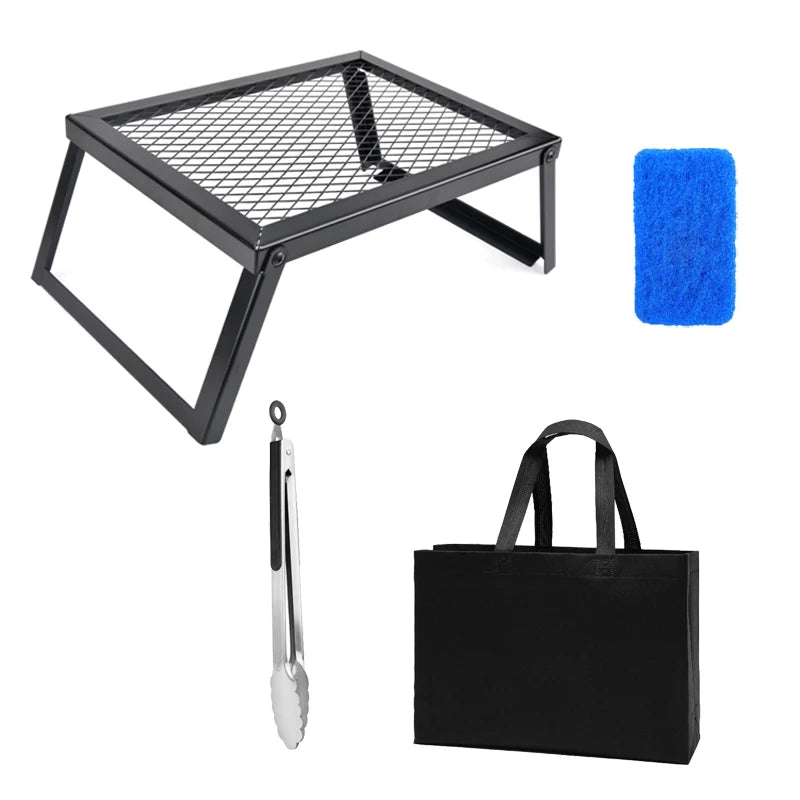 Heavy-duty bonfire grill, RV camping barbecue grill, firewood rack, kitchen shelf, barbecue grill,  outdoor camping