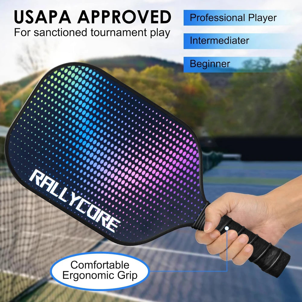 Pickleball Paddles Set of 2 with 4 Balls & Carry Bag,Honeycomb Core Paddles