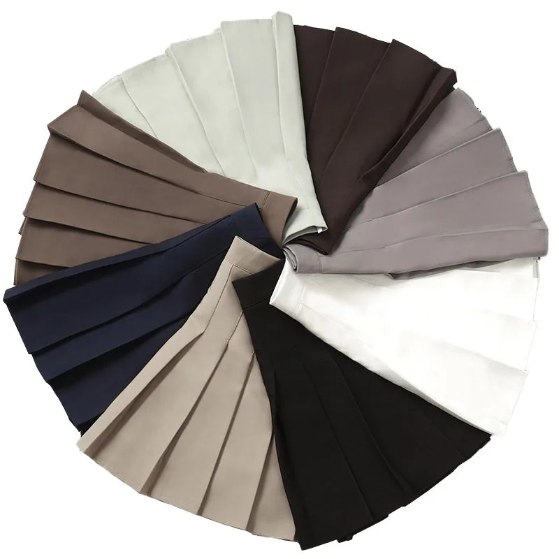 Brown Skirt Ladies 2022 Summer Clothes Women's High Waist  Black Mini Pleated