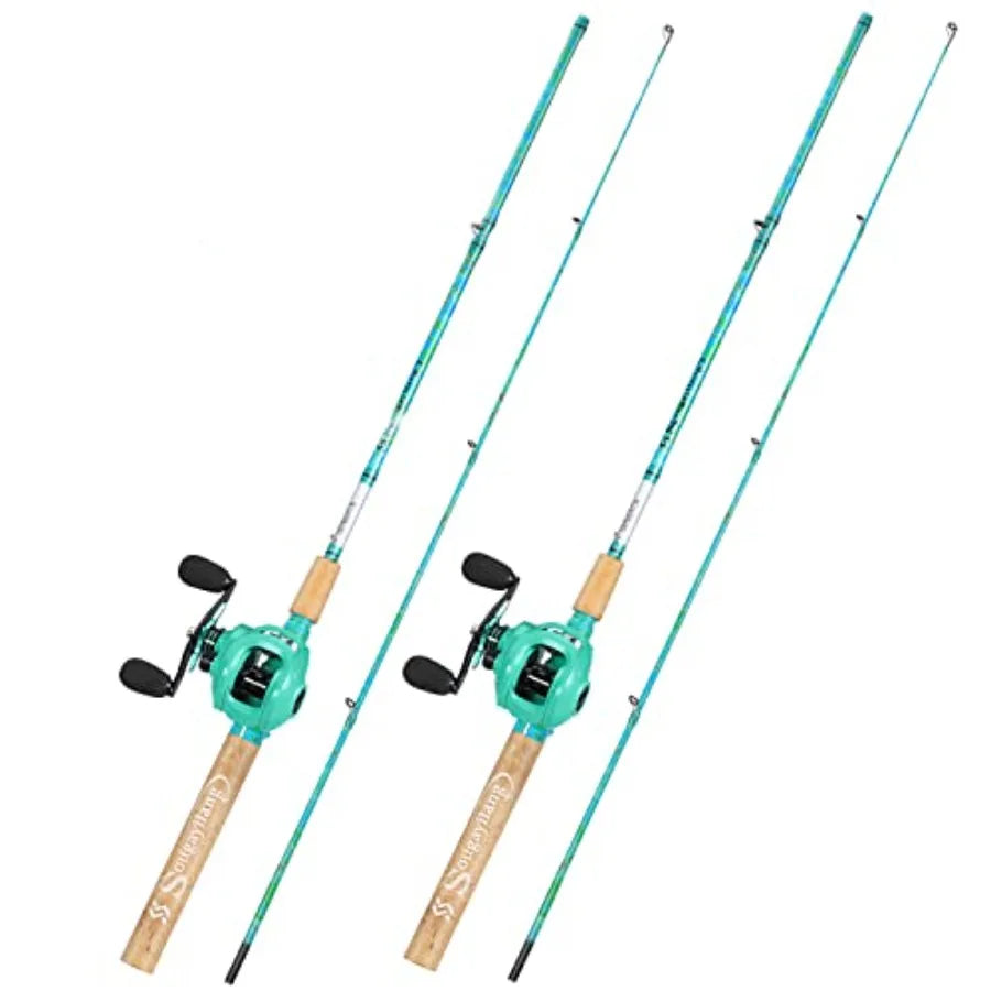 Fishing Rod and Reel Combo, 2-Piece 5-Foot 6-Inch Graphite and Fiberglass Rod, Durable and Strong, Quickset Anti-Reverse Fishin