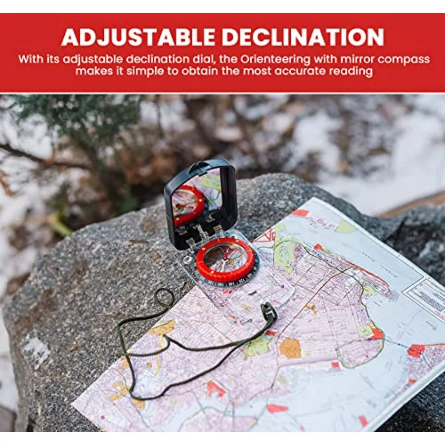 Boy Scout Sighting Compass - Adjustable Declination Mirror, Compass Base Plate,