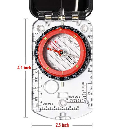Boy Scout Sighting Compass - Adjustable Declination Mirror, Compass Base Plate,