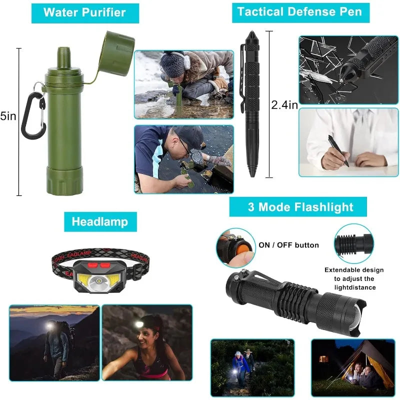 Survival Gear KitCamping Backpack,First Aid Kit