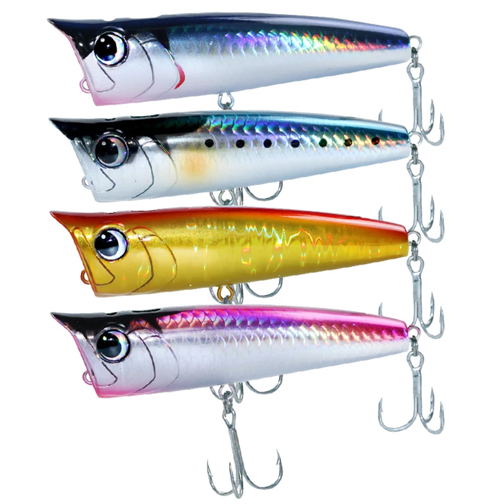 Floating Fishing Lure with Hook Topwater Bubble Baits 3D Eyes Minnow Popper Crank Baits