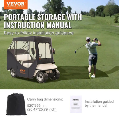 GOLF Cart Enclosure, 600D Polyester Driving Enclosure with 4-Sided Transparent Windows,