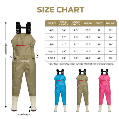 Chest Waders for Kids Waterproof Youth Waders for Hunting Fishing Waders with Boots for Children