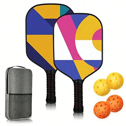 Pickleball Paddles,Double-Sided Pattern Pickle Ball PaddlesSet Of 2 With Non-Slip Ergonomic Absorbent Soft Grip PickleBall Rackets 2 Pack,Pickleball SetSport